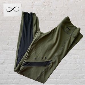 PINK VS ULTIMATE solid green and black mesh leggings-S